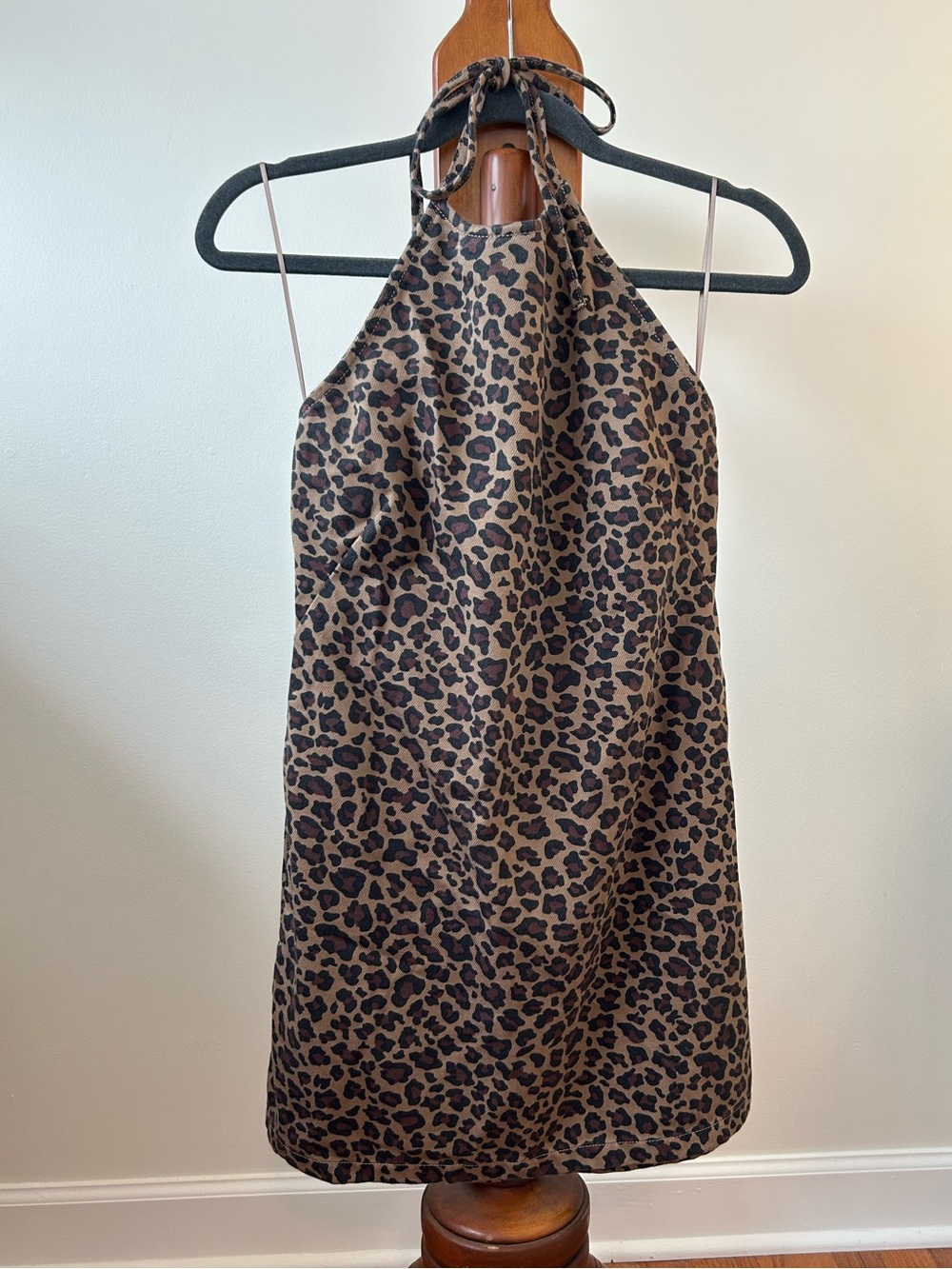 Abercrombie & Fitch Leopard Halter Mini Dress - Brown and Black - Small Petite